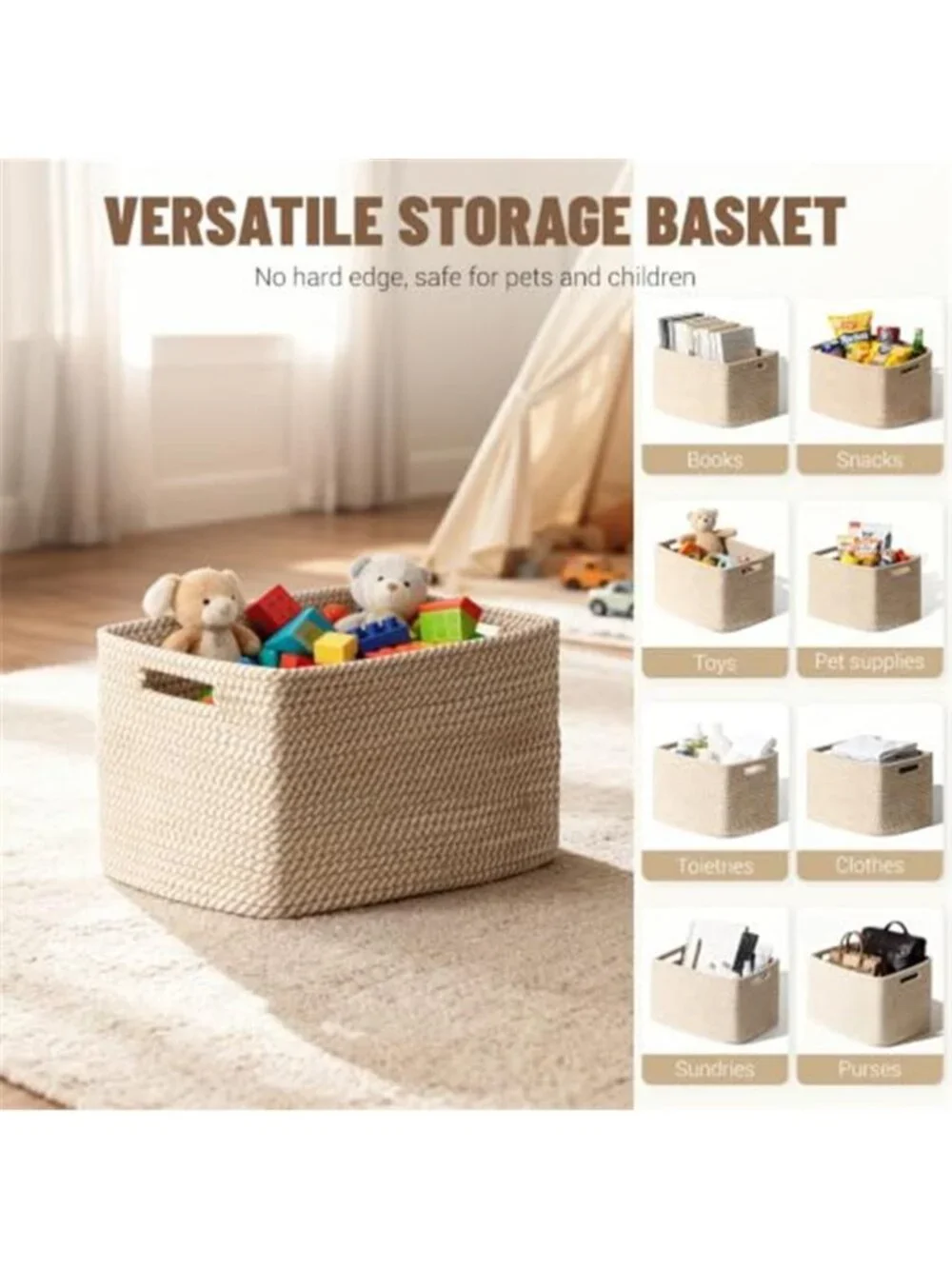 New 5 Pack Woven Storage Baskets, Decorative Storage Bins for Organizing